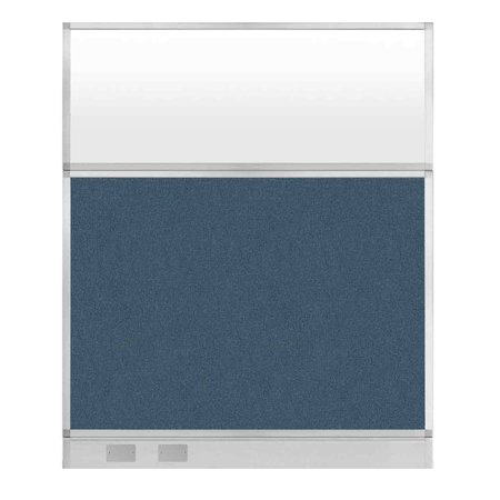 VERSARE Hush Panel Cubicle Partition 5' x 6' W/ Window Caribbean Fabric Frosted Window W/ Cable Channel 1812575-3